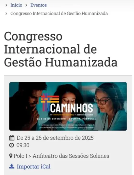 Universidade da Beira Interior: página do Congresso